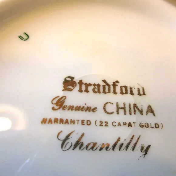Stradford Rim Soup Bowl Chantilly Dark Green Gold Floral Set of 4 - Picture 8 of 11